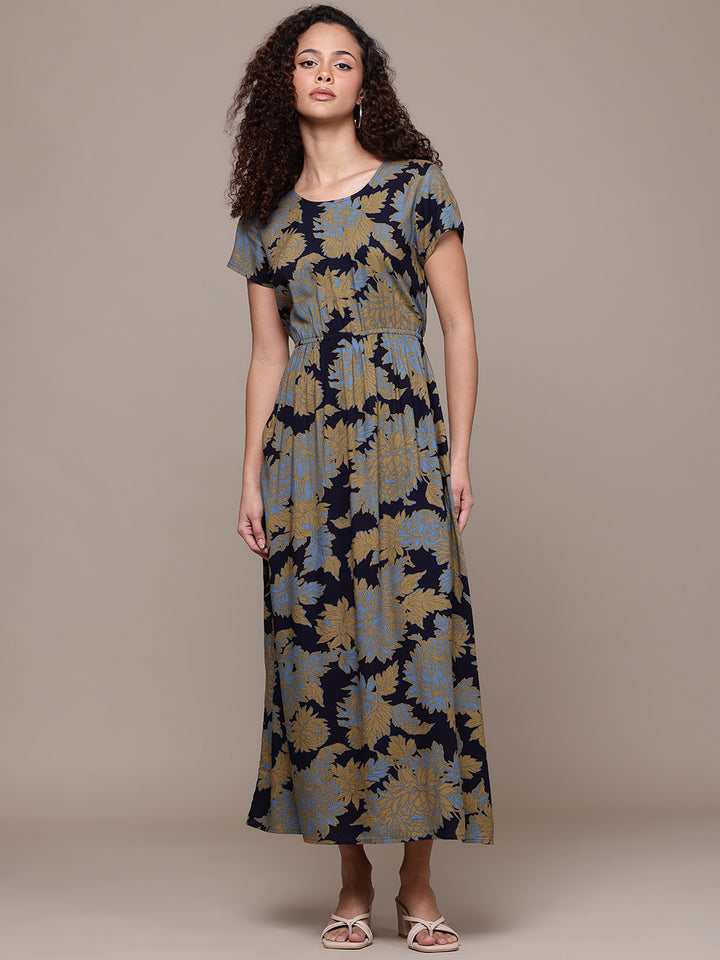 Popnetic Floral Print A-Line Midi Dress