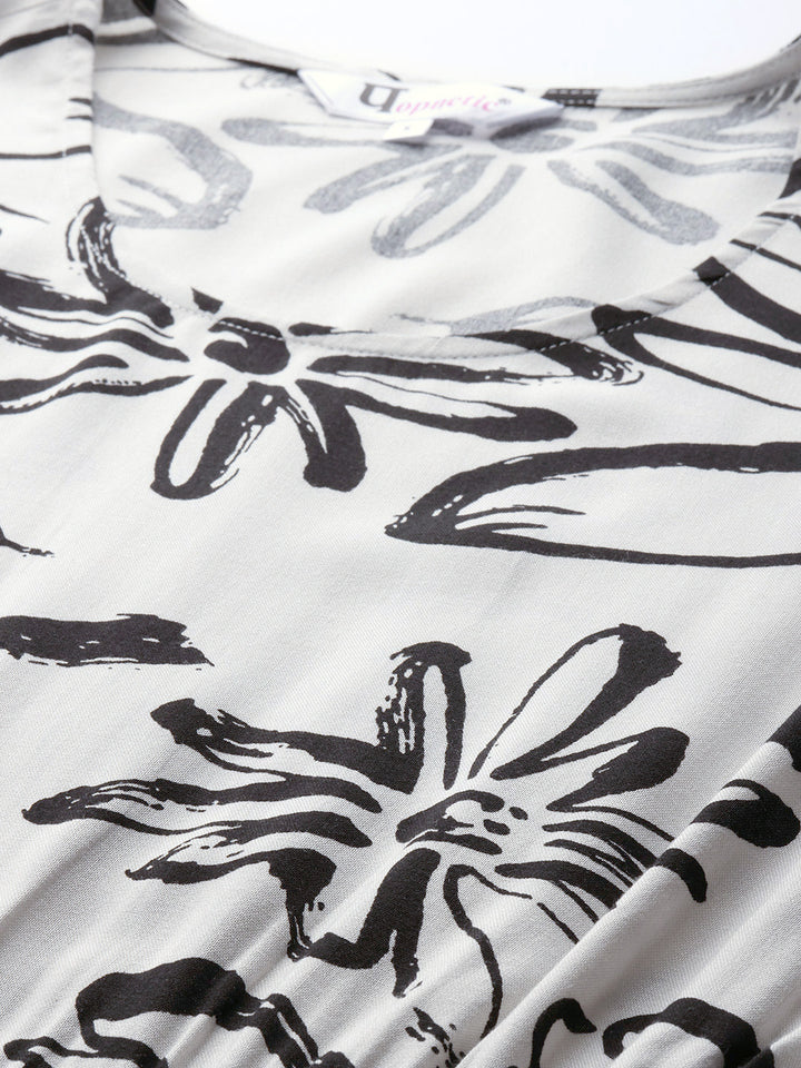 Popnetic Floral Print A-Line Midi Dress