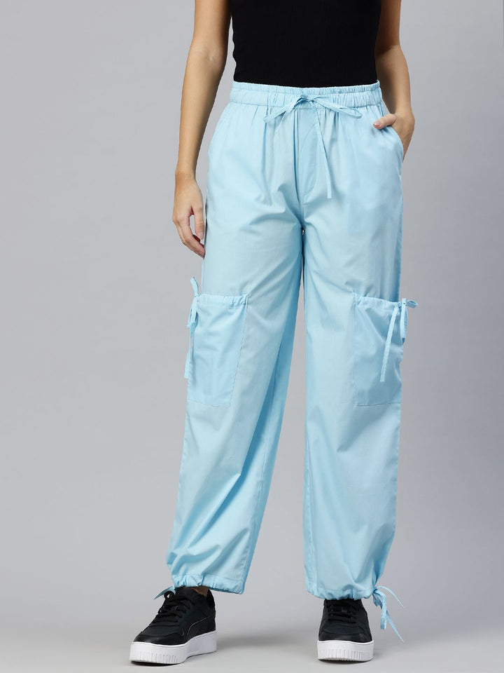 Popnetic Loose Fit High-Rise Pure Cotton Parachute Cargo Trouser