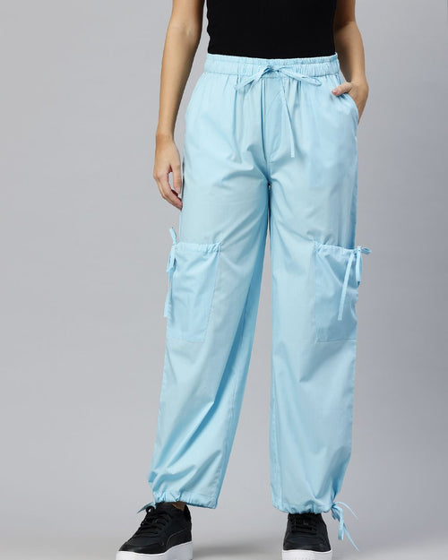 Popnetic Loose Fit High-Rise Pure Cotton Parachute Cargo Trouser