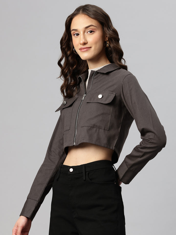 Popnetic Pure Cotton Crop Tailored Jacket
