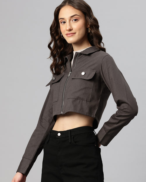 Popnetic Pure Cotton Crop Tailored Jacket