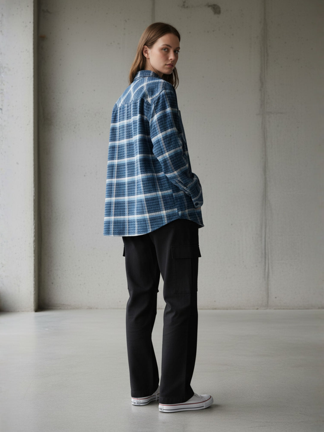 Popnetic Women Pure Cotton Flannel Oversized Shirt