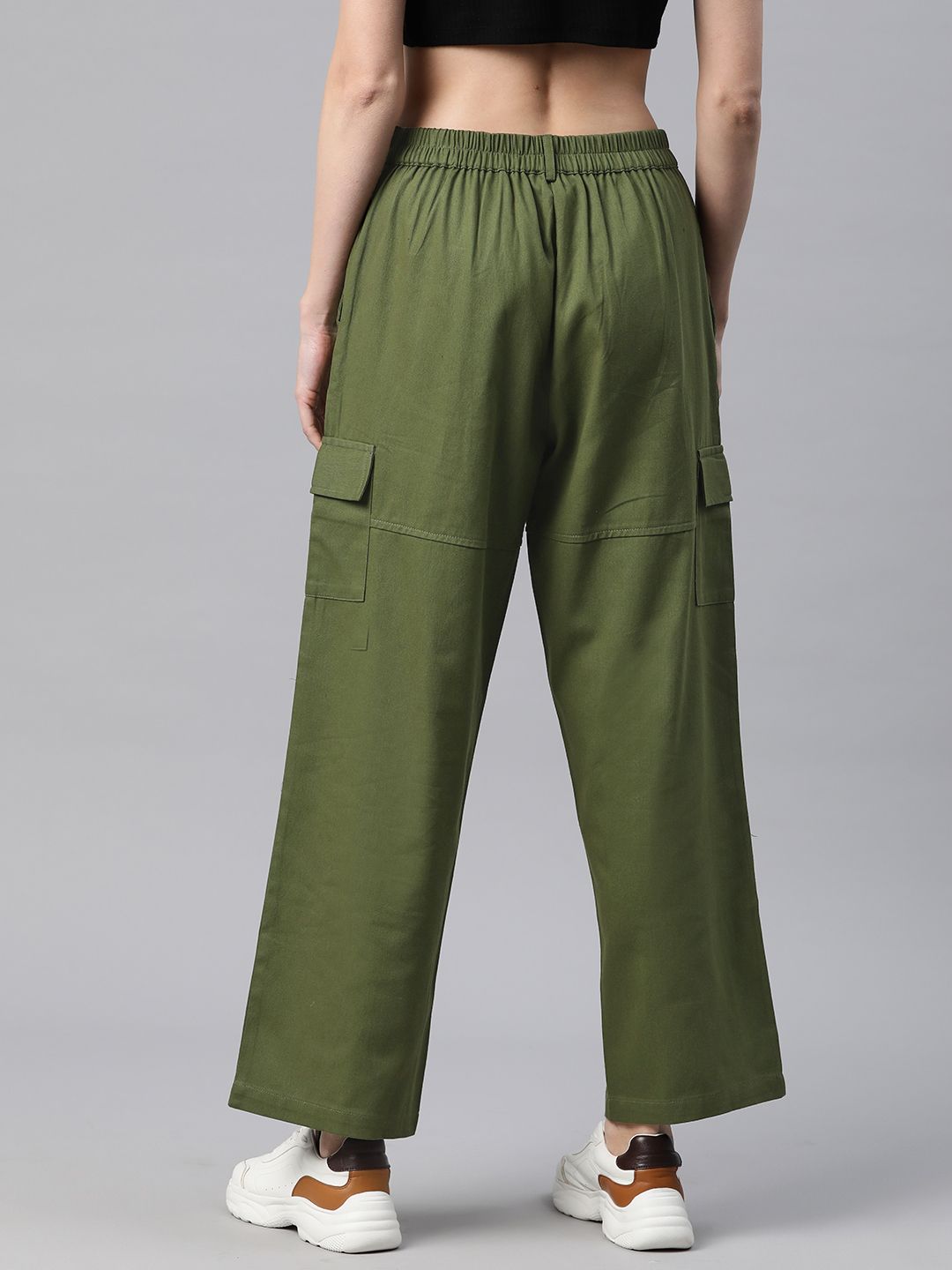 Popnetic Flat-Front High-Rise Pure Cotton Cargos