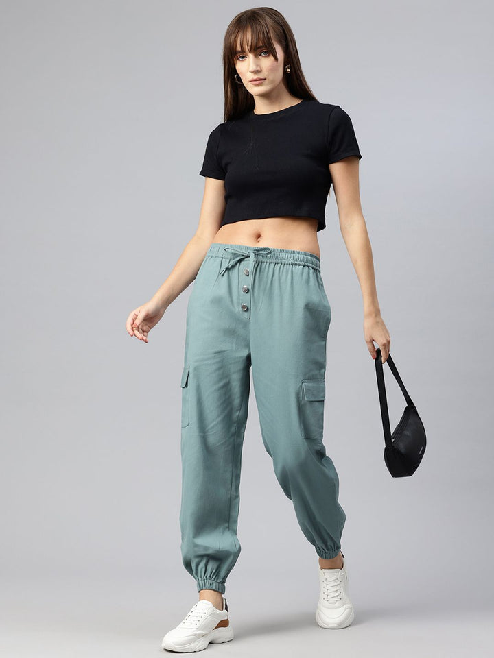 Popnetic High-Rise Pure Cotton Cargo Joggers