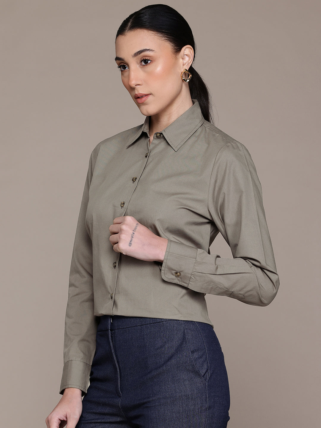 Popnetic Women Smart Pure Cotton Formal Shirt