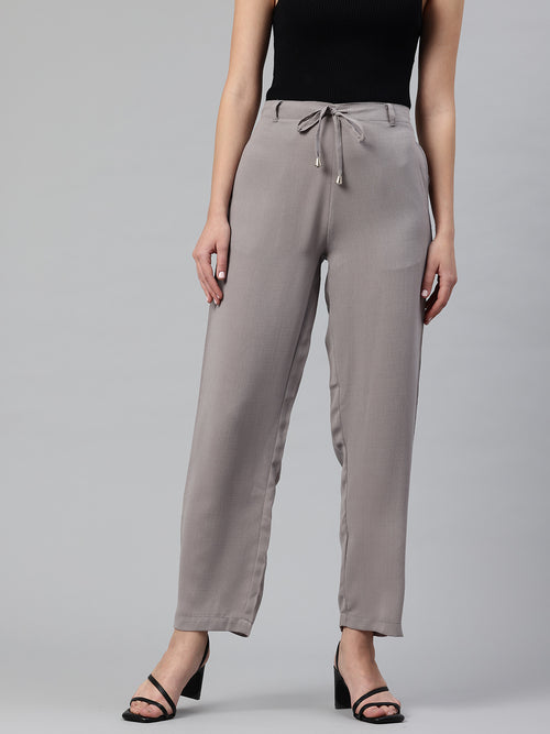 Popnetic Women Textured High-Rise Straight Fit Parallel Trousers