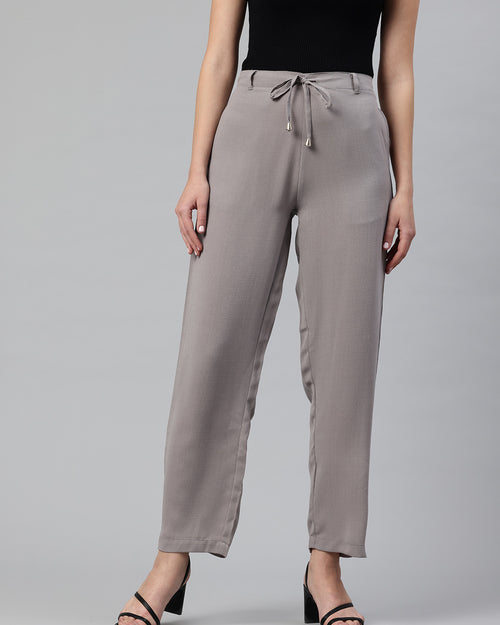 Popnetic Women Textured High-Rise Straight Fit Parallel Trousers