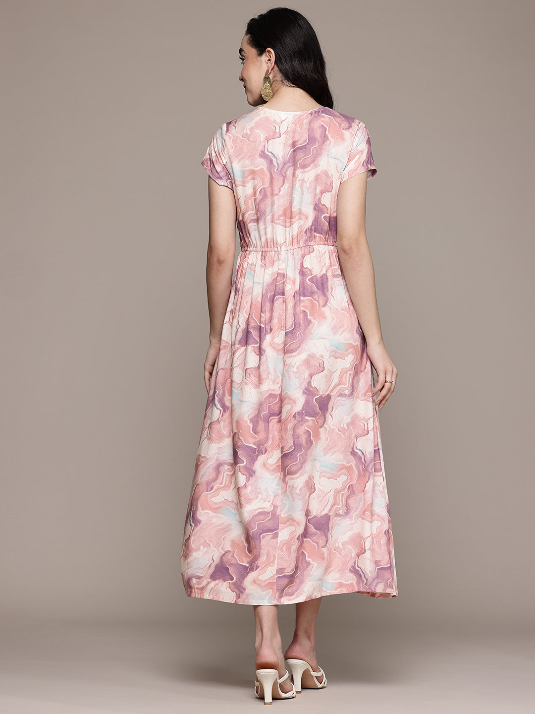 Popnetic Tie & Dye Print A-Line Midi Dress