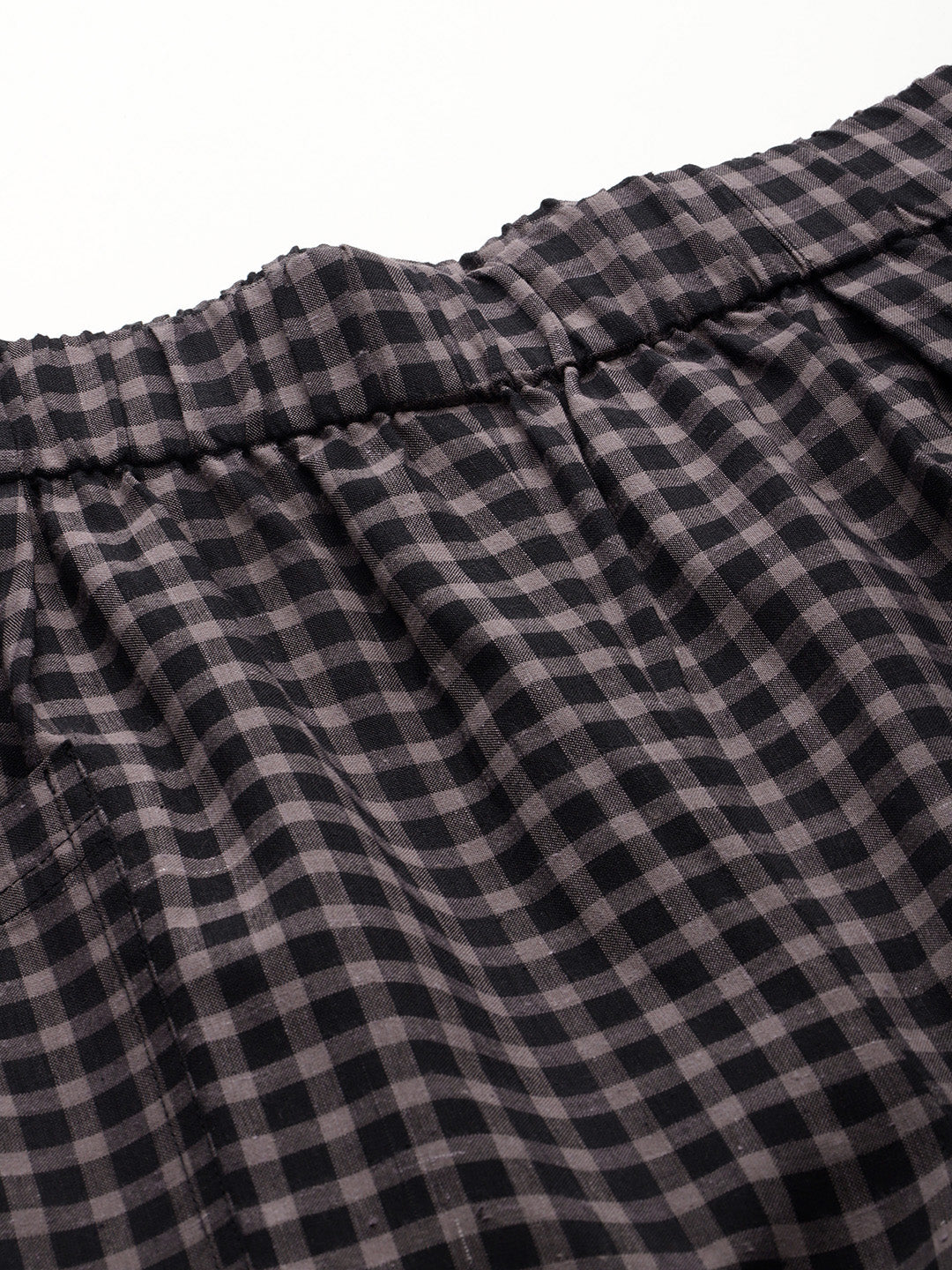 Popnetic Checked High-Rise Pleated Cargos