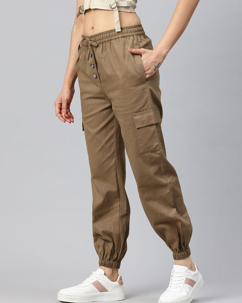 Popnetic High-Rise Pure Cotton Cargo Joggers