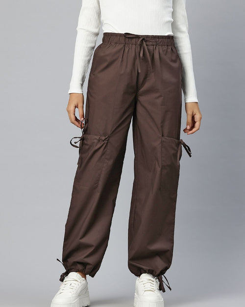 Popnetic Loose Fit High-Rise Pure Cotton Parachute Cargo Trouser