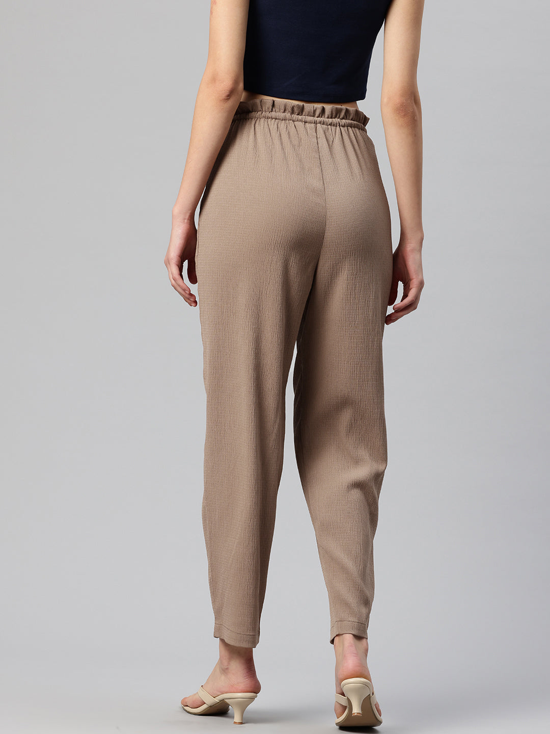 Popnetic Textured High-Rise Trousers