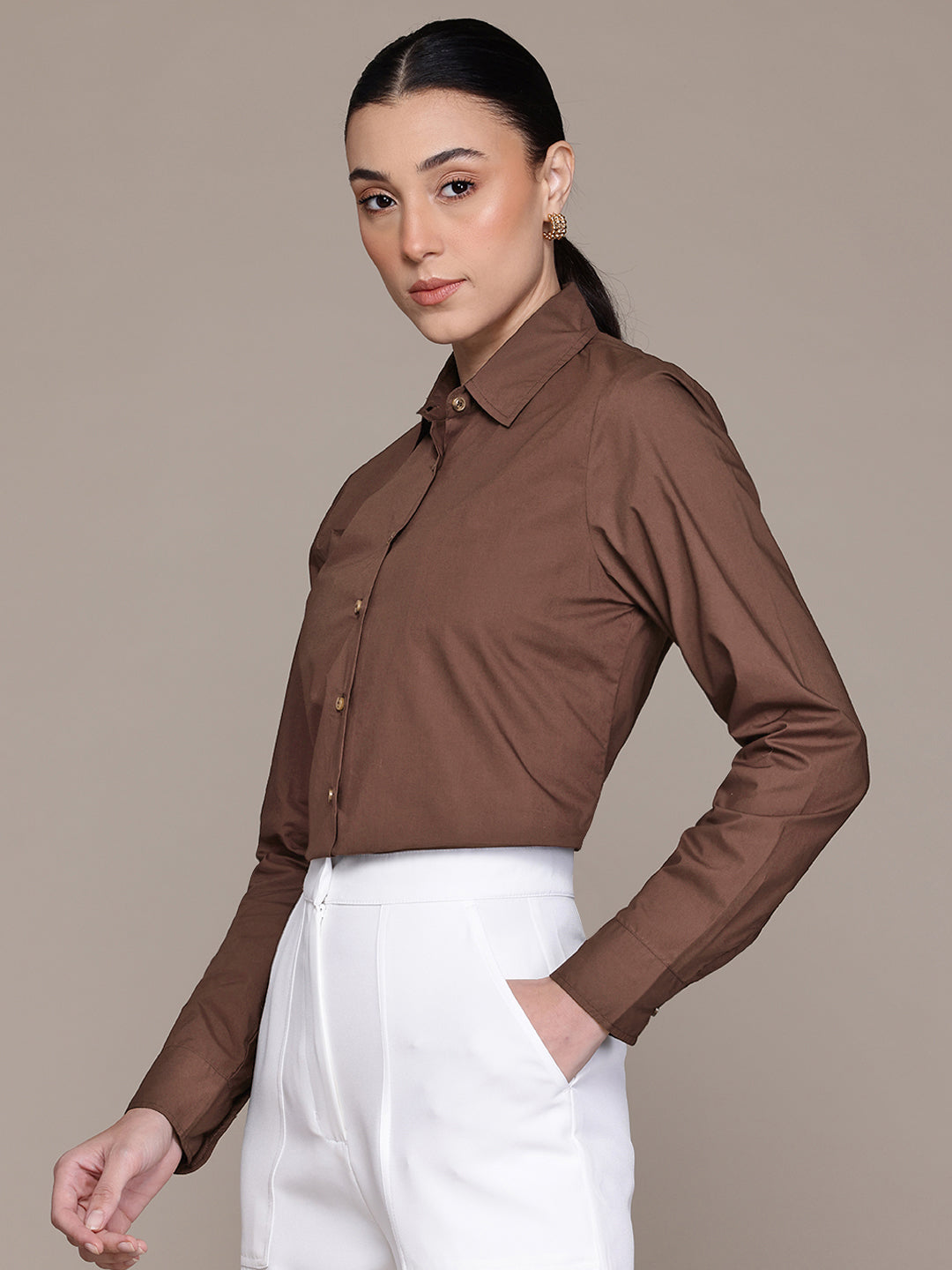 Popnetic Women Smart Pure Cotton Formal Shirt