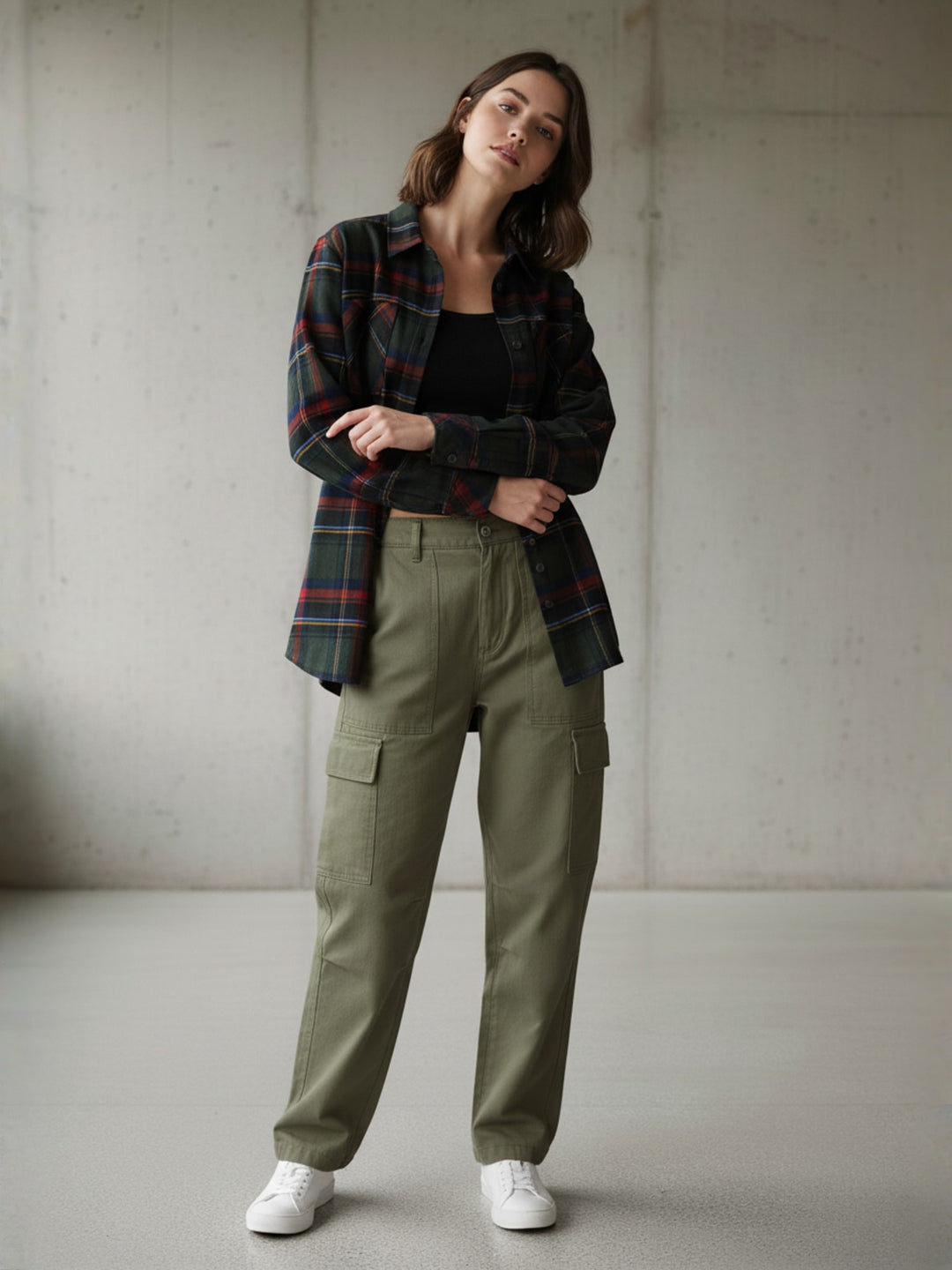 Popnetic Women Pure Cotton Flannel Oversized Shirt