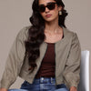 Popnetic Collarless Pure Cotton Crop Tailored Jacket