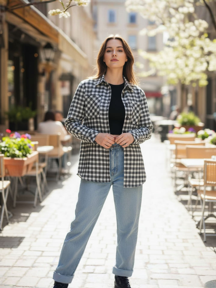 Popnetic Women Gingham Checks Checked Casual Shirt