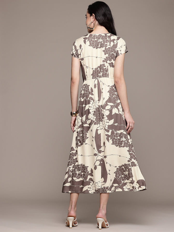 Popnetic Floral Print A-Line Midi Dress