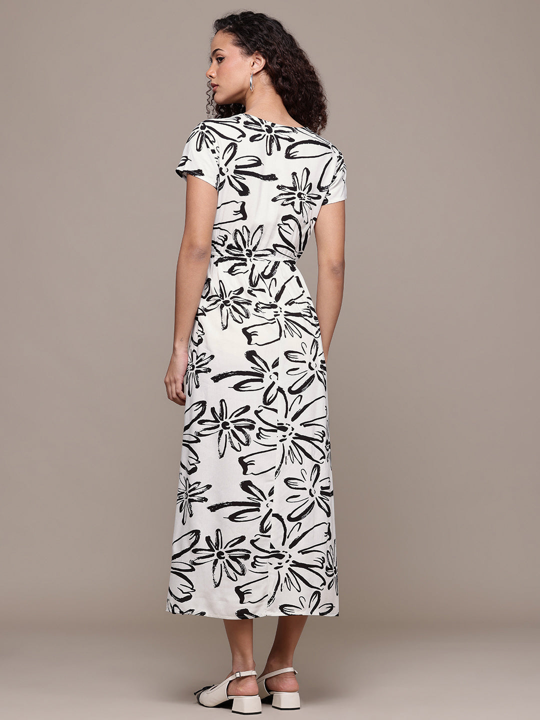 Popnetic Floral Print A-Line Midi Dress