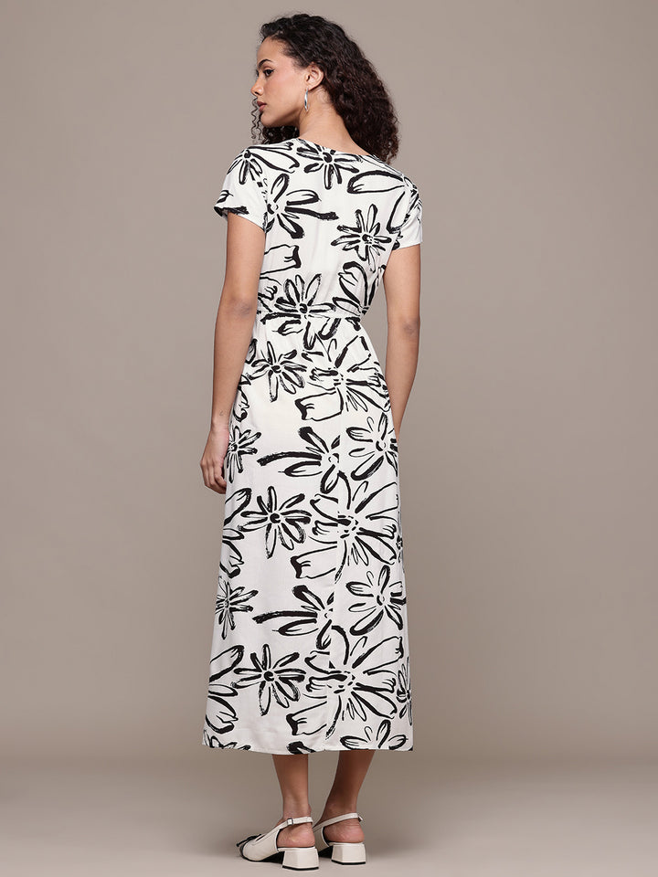 Popnetic Floral Print A-Line Midi Dress