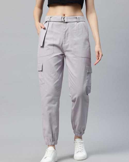 Popnetic High-Rise Pure Cotton Cargo Trousers