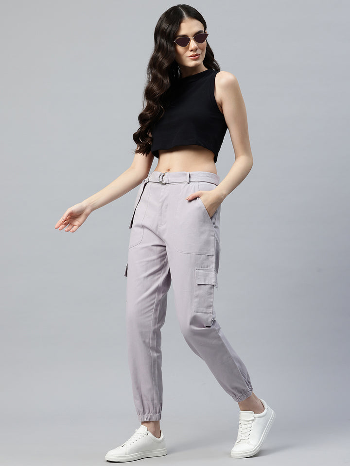 Popnetic High-Rise Pure Cotton Cargo Trousers