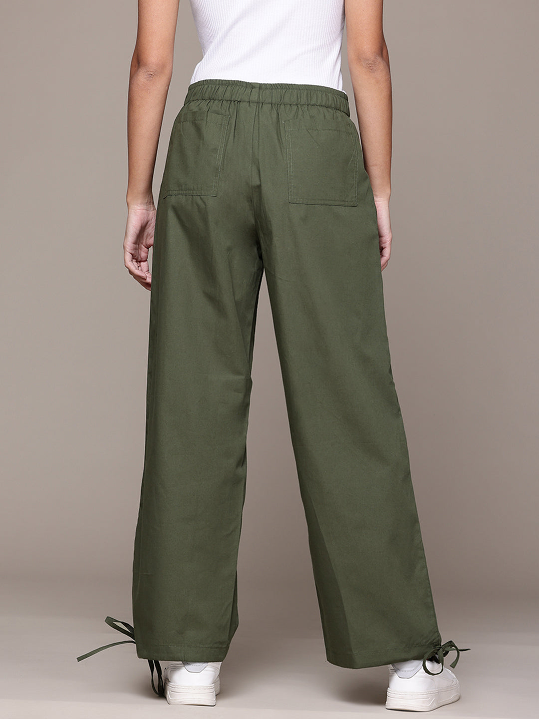 Popnetic Women Comfort Loose Fit High-Rise Trousers