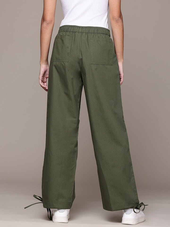 Popnetic Women Comfort Loose Fit High-Rise Trousers