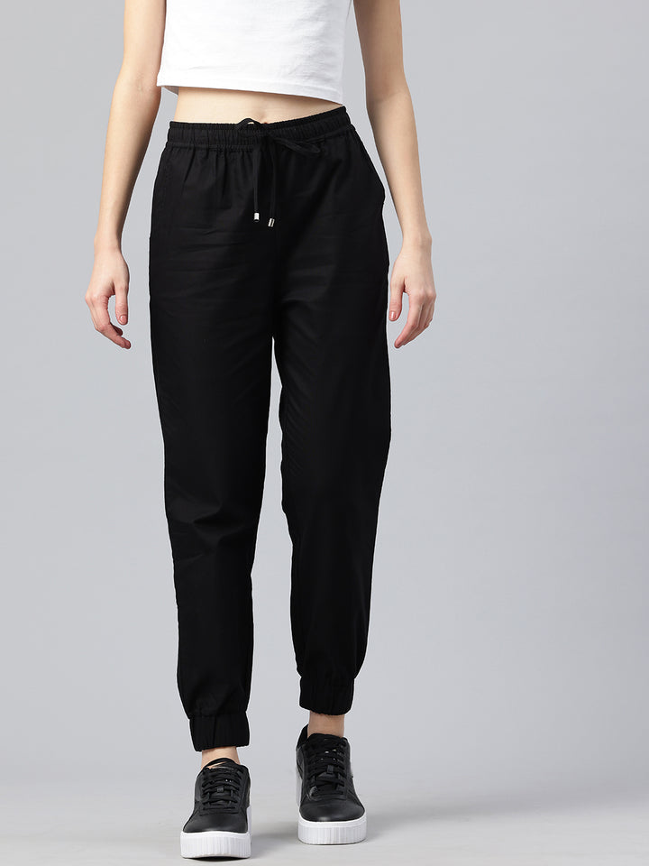 Popnetic Women Pure Cotton High-Rise Cargo Style Joggers Trousers