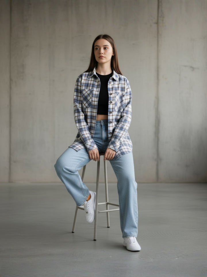 Popnetic Women Checked Casual Shirt