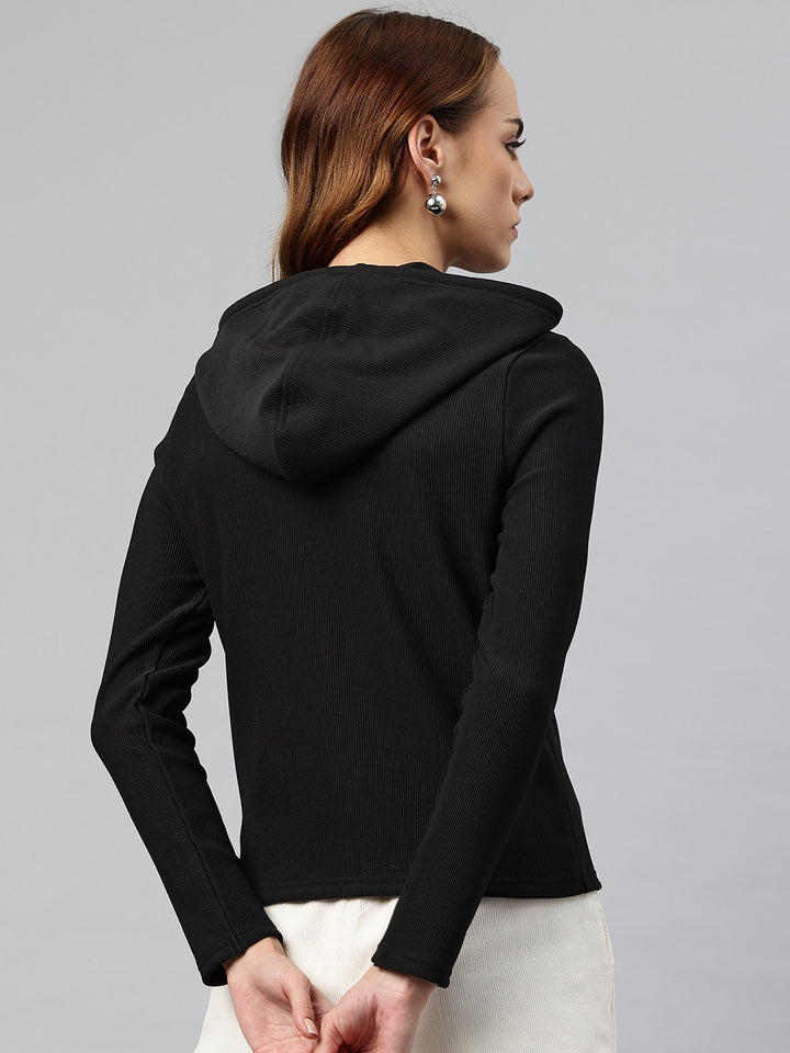 Popnetic Ribbed Hooded Sweatshirt