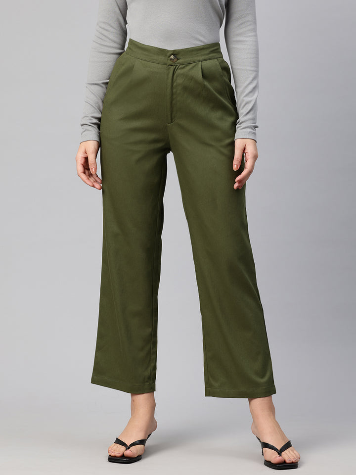 Popnetic High-Rise Pleated Pure Cotton Parallel Trousers