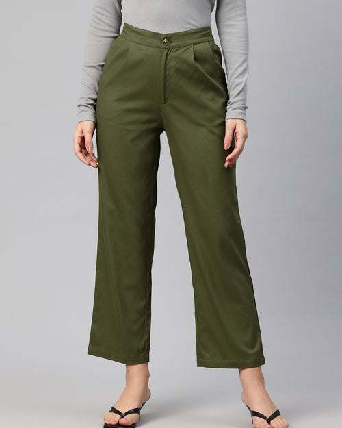 Popnetic High-Rise Pleated Pure Cotton Parallel Trousers