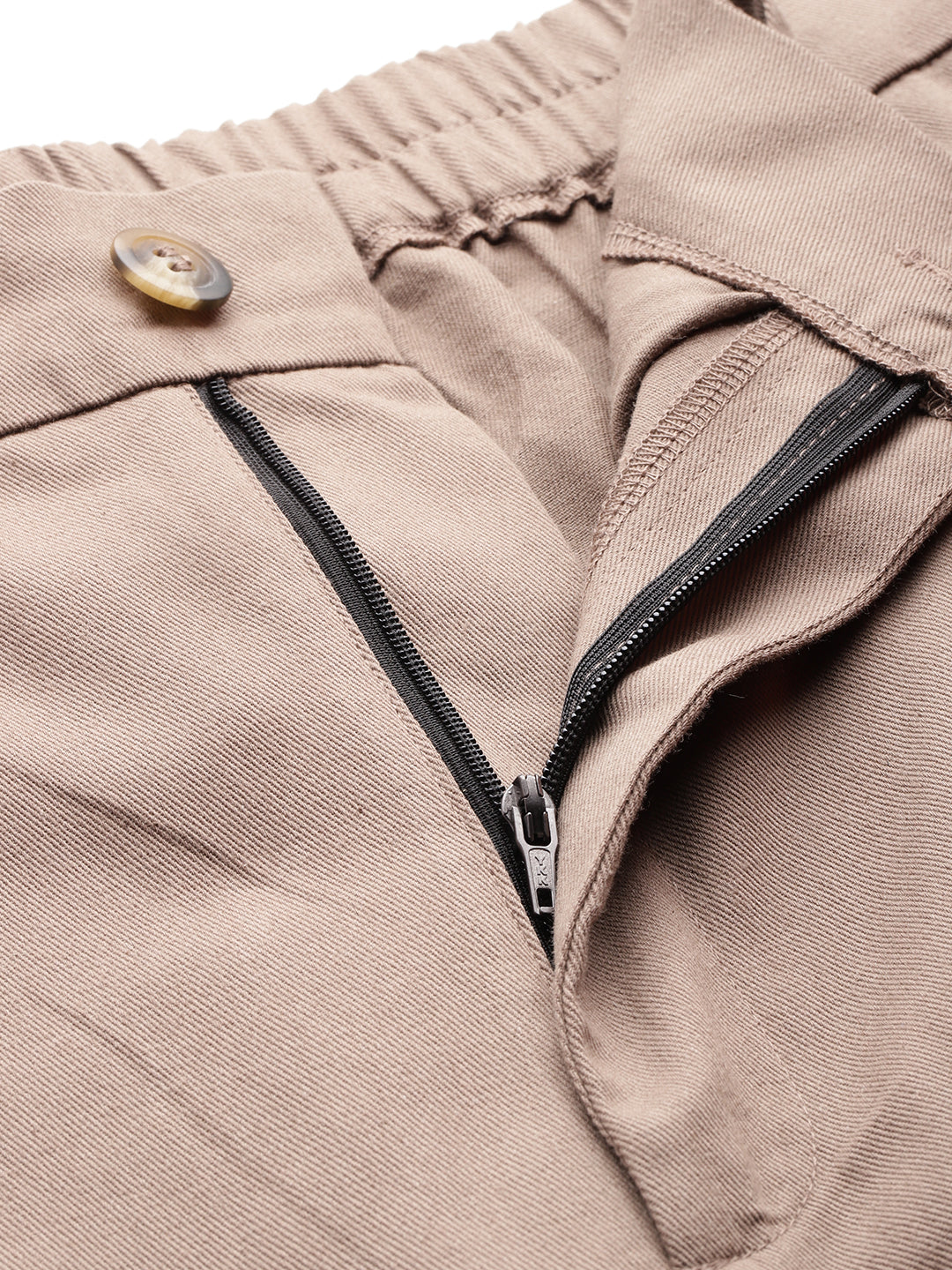 Popnetic Women Tapered Fit High-Rise Pleated Pure Cotton Chinos Trousers