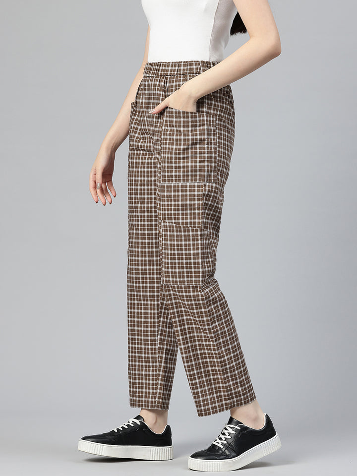 Popnetic Checked High-Rise Pleated Cargos