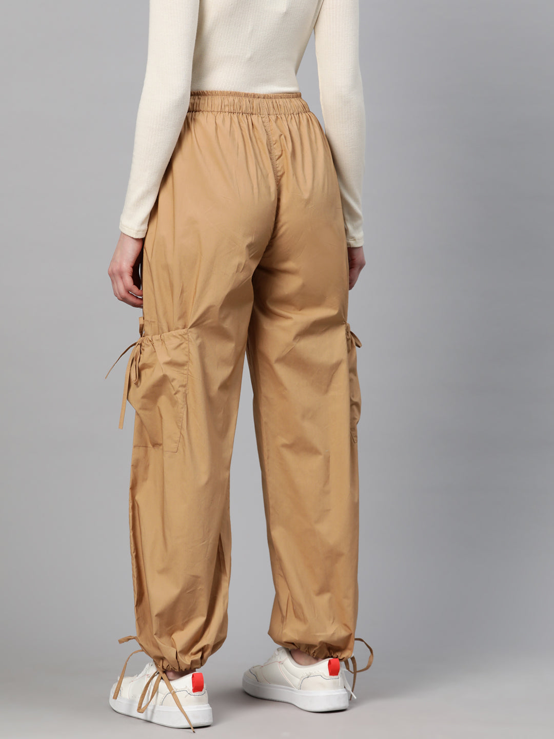 Popnetic Loose Fit High-Rise Pure Cotton Parachute Cargos Trousers