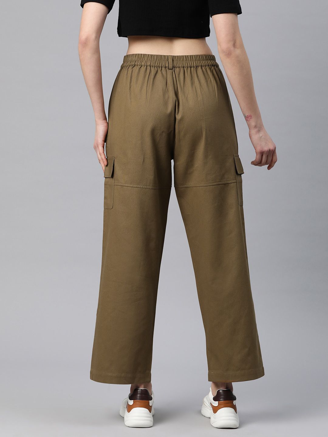 Popnetic Flat-Front High-Rise Pure Cotton Cargos