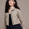 Popnetic Women Pure Cotton Crop Denim Jacket