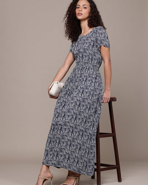 Popnetic Floral Print A-Line Midi Dress