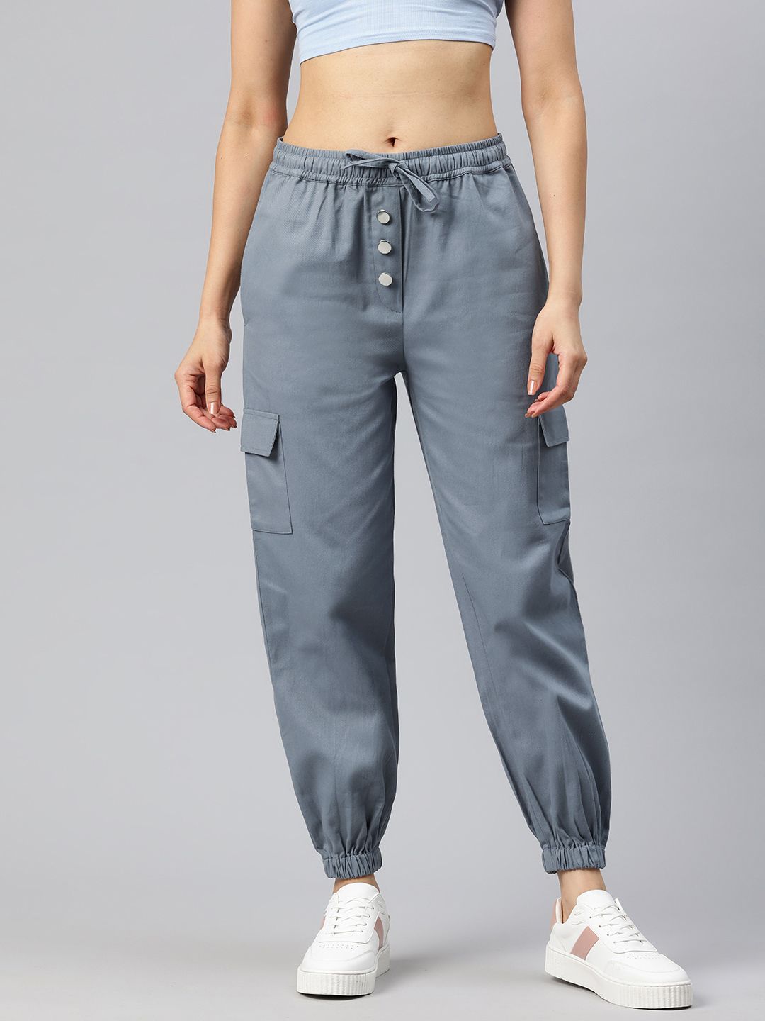 Popnetic High-Rise Pure Cotton Cargo Joggers