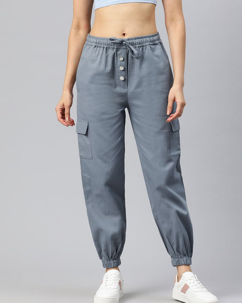 Popnetic High-Rise Pure Cotton Cargo Joggers