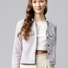 Popnetic Women Solid Pure Cotton Denim Jacket