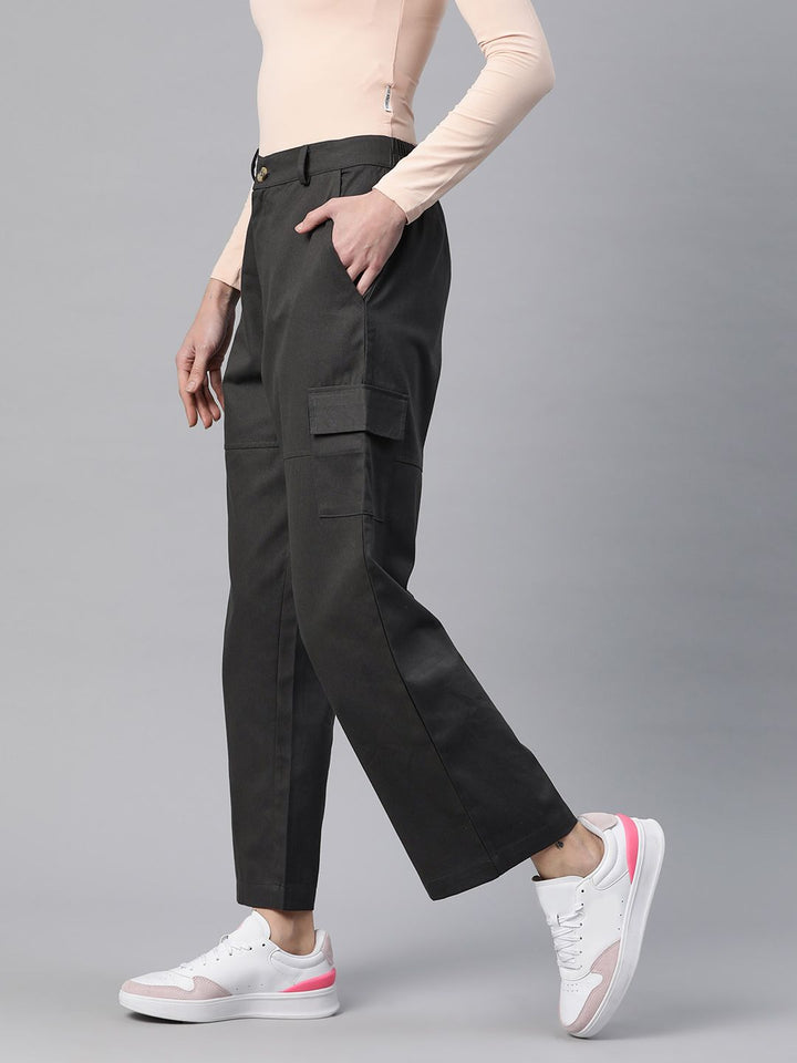Popnetic Flat-Front High-Rise Pure Cotton Cargos
