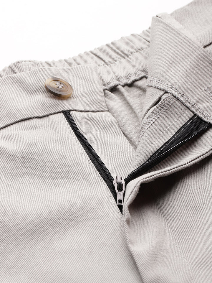 Popnetic Women Tapered Fit High-Rise Pleated Pure Cotton Chinos Trousers