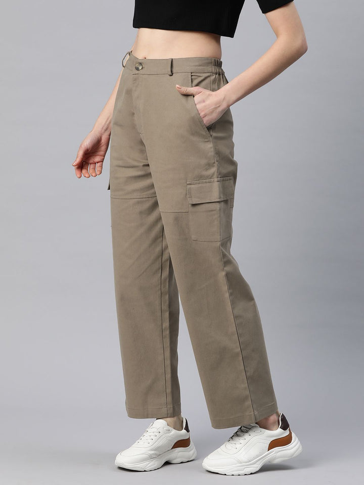 Popnetic Flat-Front High-Rise Pure Cotton Cargos