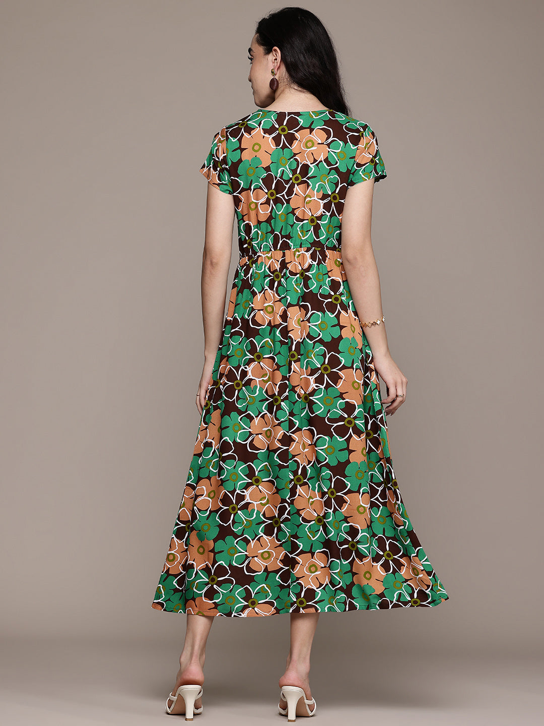 Popnetic Floral Print A-Line Midi Dress