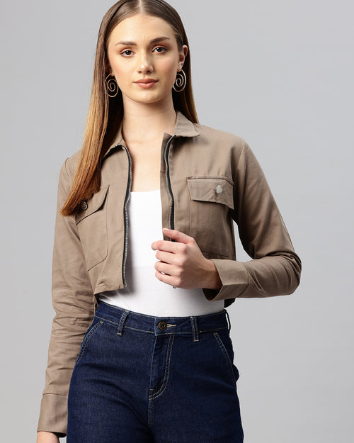 Popnetic Pure Cotton Crop Tailored Jacket