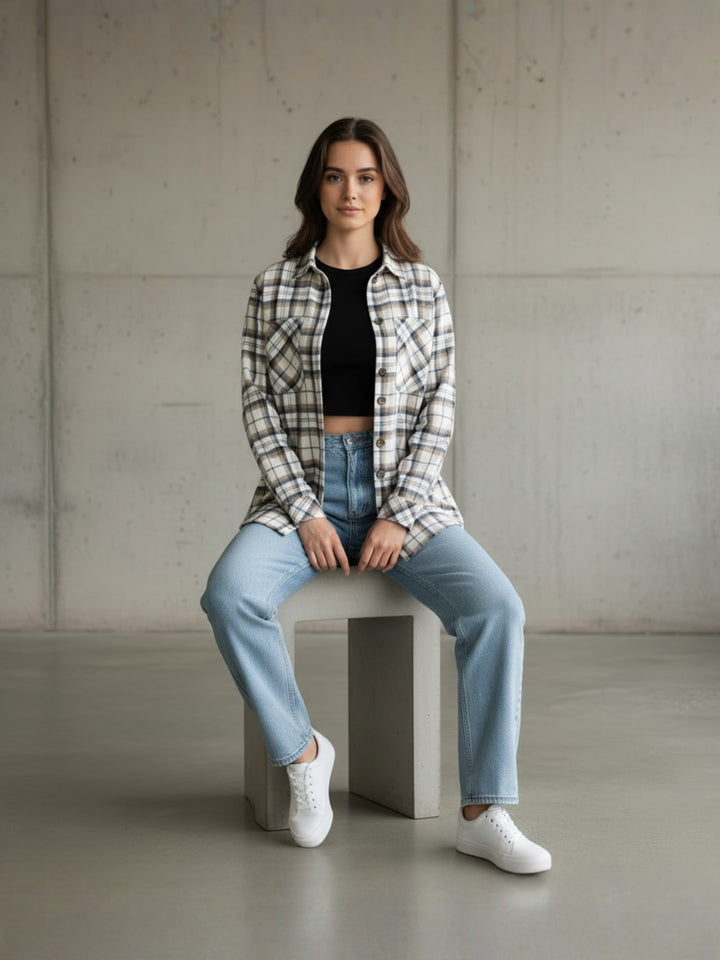 Popnetic Women Tartan Checks Checked Casual Shirt
