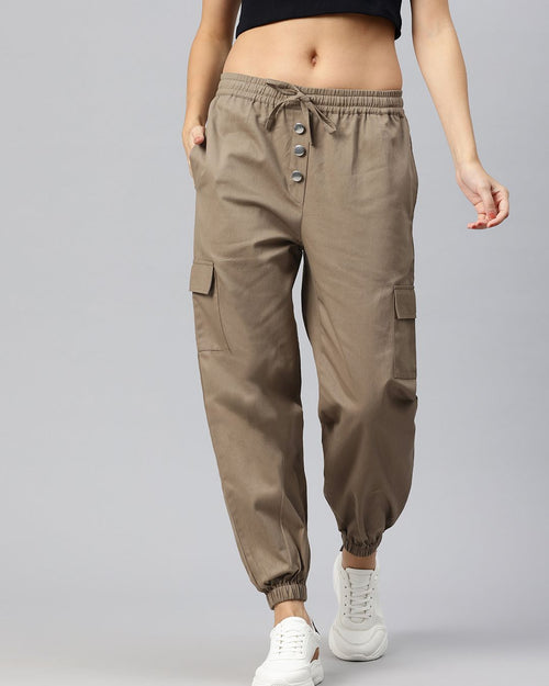 Popnetic High-Rise Pure Cotton Cargo Joggers