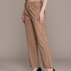 Popnetic Women Smart Straight Fit High-Rise Corduroy Pleated Trousers